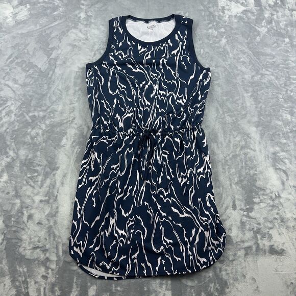 Athleta Women's Rincon Printed Dress Voyage Orchid Navy Size Medium Petite - Picture 1 of 9